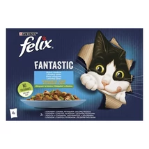 FELIX FANTASTIC Lazaccal és cukkinivel/Pisztránggal és zöldbabbal aszpikban nedves macskaeledel 4x85g .