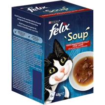 FELIX Soup Original Házias válogatás szószban nedves macskaeledel 6x48g .