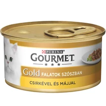 GOURMET GOLD Csirkével és májjal szószban nedves macskaeledel 85g . GOURMET GOLD Csirkével és májjal szószban nedves macskaeledel 85g .