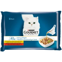 GOURMET PERLE GRAVY DELIGHT Csirkével/Marhával nedves macskaeledel 4x85g .