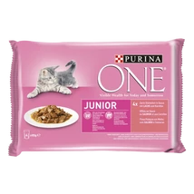 PURINA ONE JUNIOR Lazaccal és Sárgarépával nedves macskaeledel 4x85g  .