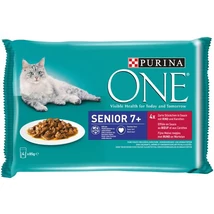 PURINA ONE SENIOR Marhával és Sárgarépával nedves macskaeledel 4x85g .
