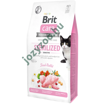 Brit Care Cat STERILISED - SENSITIVE NYÚL Hipoallergén, Gabonamentes 7kg .